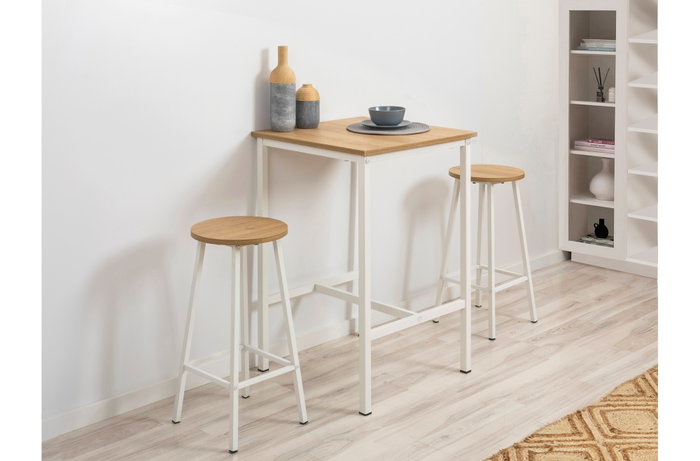 Hanah Home Karina White Taburete Aglomerado Blanco 62 cm